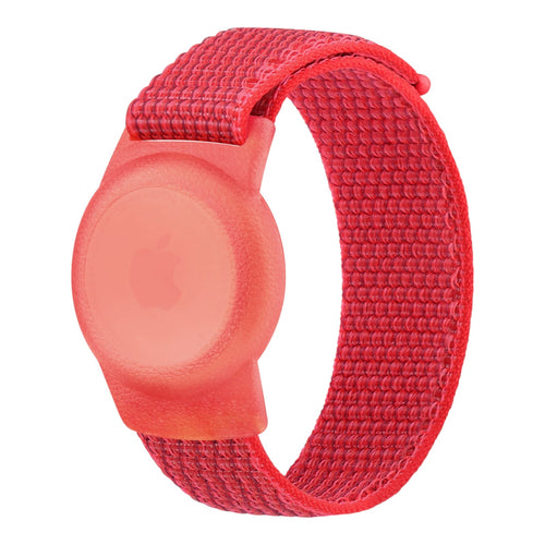 Childrens-Apple-AirTag-compatible-Nylon-Velcro-Watch-Straps-nz-aus-red