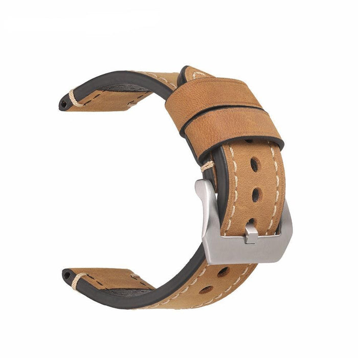 brown-silver-buckle-garmin-forerunner-165-watch-straps-nz-retro-leather-watch-bands-aus