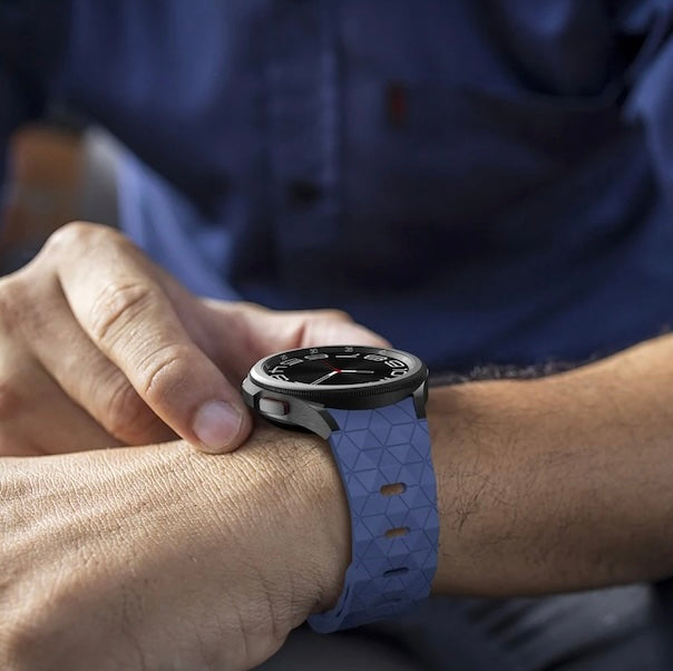 navy-blue-hex-pattern-fitbit-charge-3-watch-straps-nz-silicone-football-pattern-watch-bands-aus