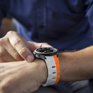 grey-orange-hex-pattern3plus-vibe-smartwatch-watch-straps-nz-silicone-football-pattern-watch-bands-aus