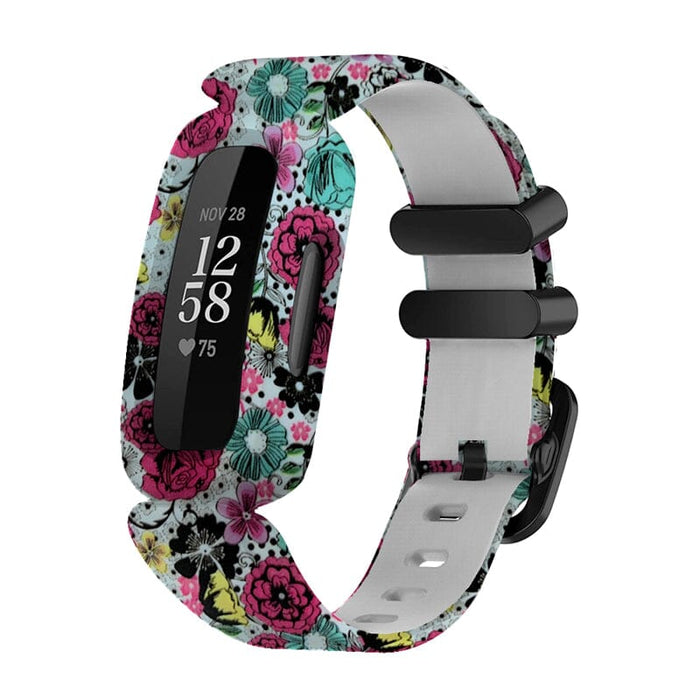 replacement-Silicone-Fitbit-Ace-3-watch-straps-flowers